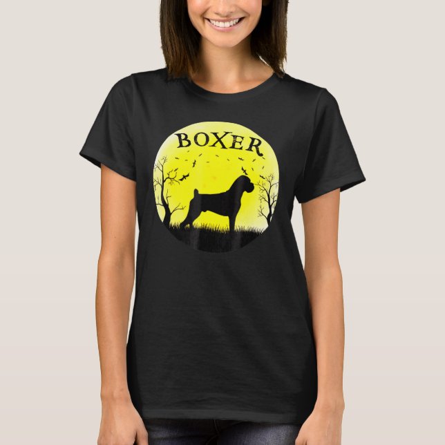 Camiseta Boxer Dog Halloween Pleno Murciélagos (Anverso)