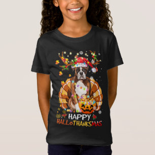 Camiseta Boxer Dog Happy Hallothanksmas Halloween Thanksgiv