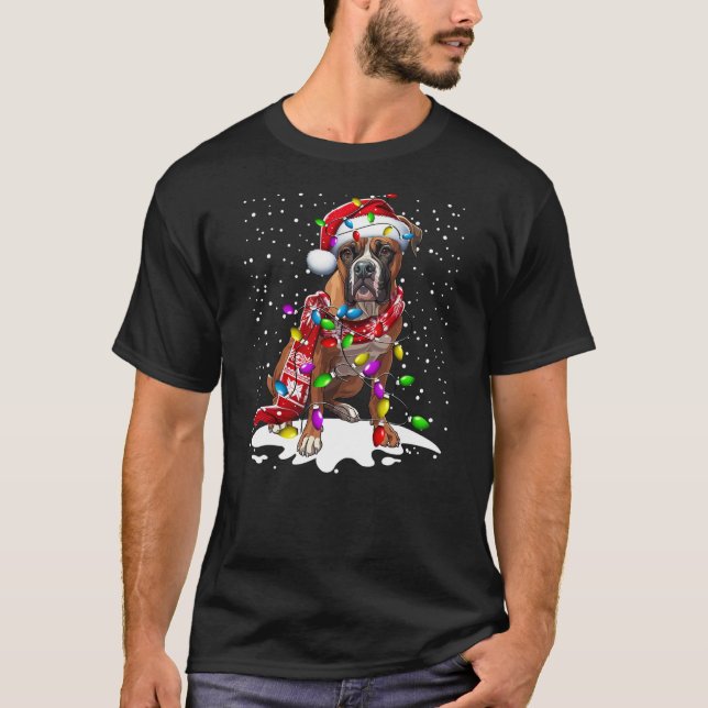Camiseta Boxer Dog Lighting Xmas Boxer Christmas (Anverso)