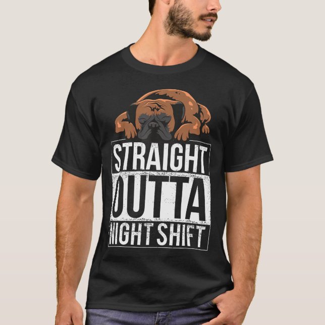 Camiseta Boxer Dog Napping Night Shift (Anverso)