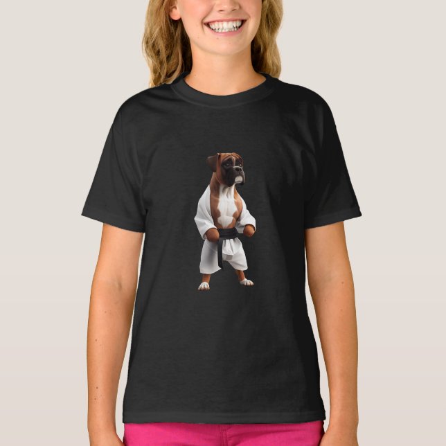 Camiseta Boxer Dog Play Karate, Boxer Dog Karate Player (Anverso)