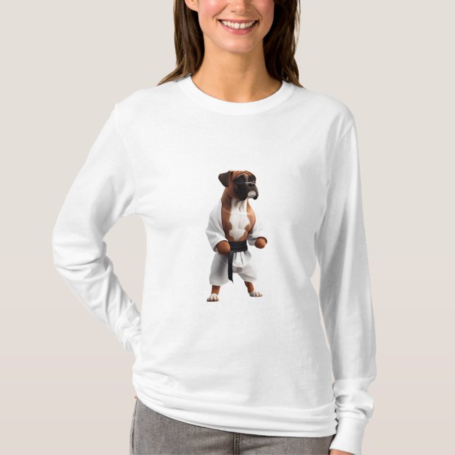 Camiseta Boxer Dog Play Karate, Boxer Dog Karate Player (Anverso)