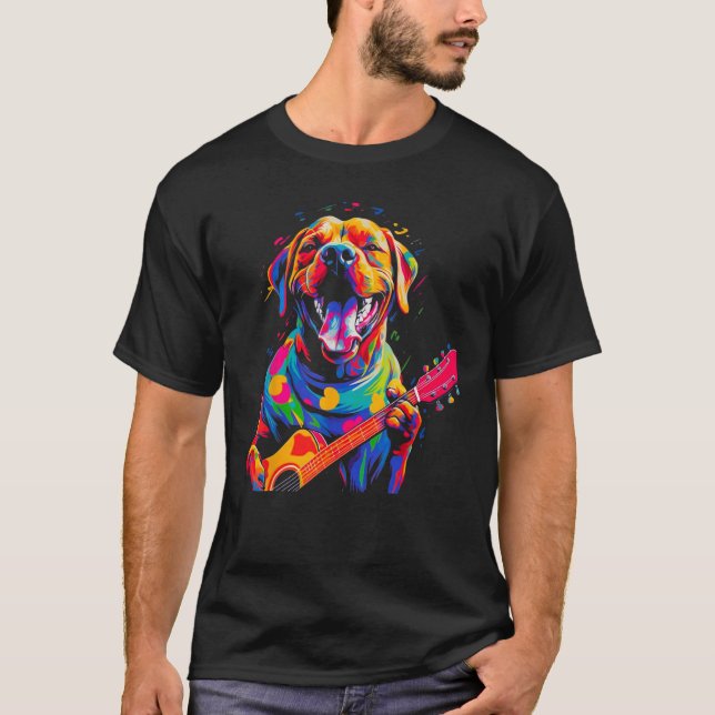 Camiseta Boxer Dog Pop Guitar (Anverso)