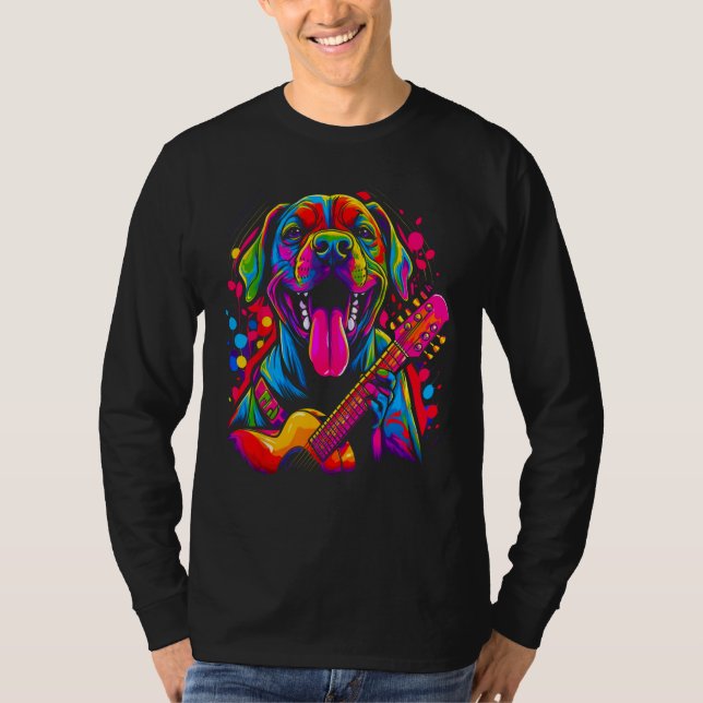 Camiseta Boxer Dog Pop Guitarist (Anverso)