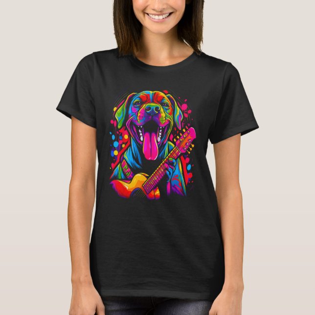 Camiseta Boxer Dog Pop Guitarist (Anverso)