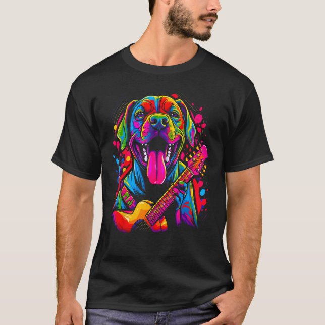 Camiseta Boxer Dog Pop Guitarist (Anverso)