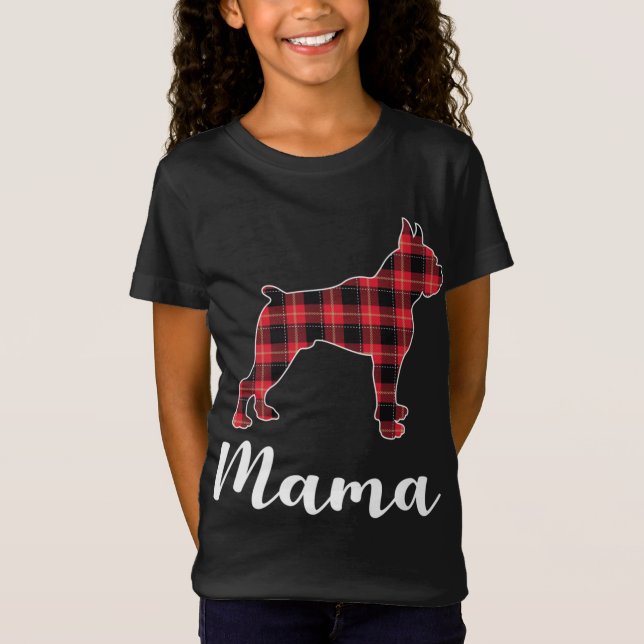 Camiseta Boxer Dog Puppy Red plaid Navidades graciosos (Anverso)