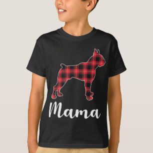 Camiseta Boxer Dog Puppy Red plaid Navidades graciosos
