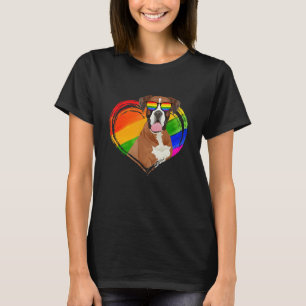 Camiseta Boxer Dog Rainbow Heart Mascota Gay Pride Lgbt