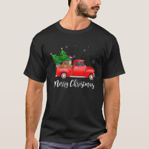Camiseta Boxer Dog Riding Red Truck Navidades