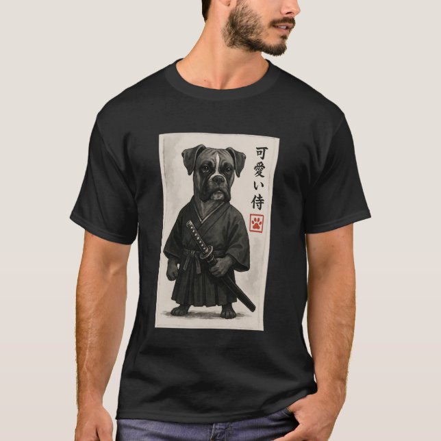Camiseta Boxer Dog Samurai Ink Art Sumi-e Style Novelty Kaw (Anverso)
