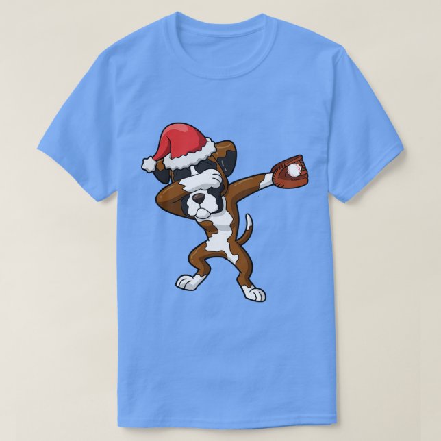 Camiseta Boxer Dog Santa Claus Baseball (Diseño del anverso)