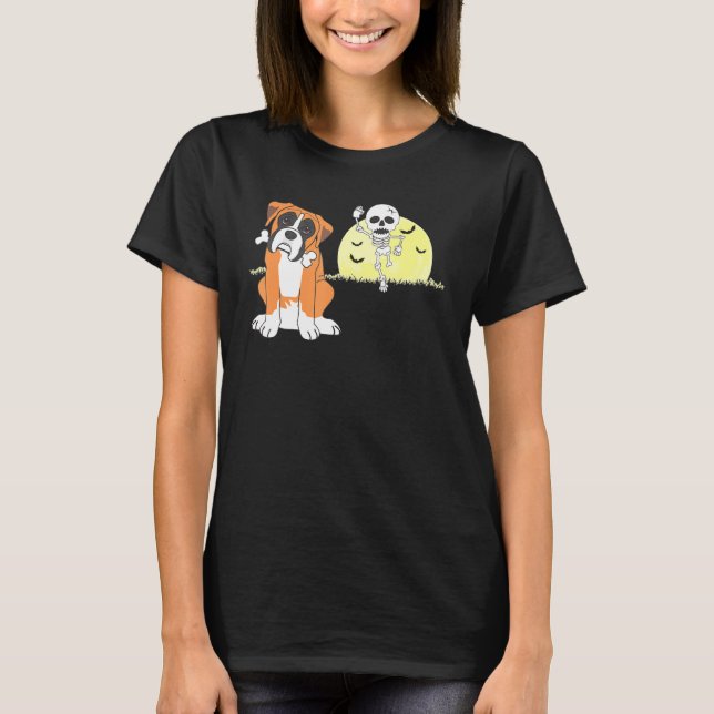 Camiseta Boxer Dog Skeleton Halloween (Anverso)