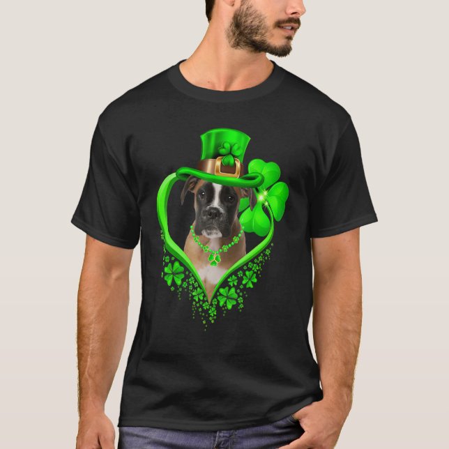Camiseta Boxer Dog St Patricks Day Shamrock irlandés (Anverso)