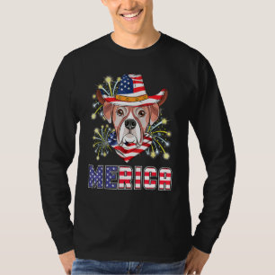Camiseta Boxer Dog Us Flag Gorra Fuegos Artificiales Merica