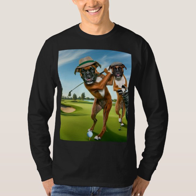 Camiseta Boxer Dogs Playing Golf (Anverso)