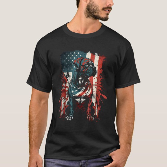 Camiseta Boxer Funny America USA Flag Dog Lover K-9 Unit Pa (Anverso)