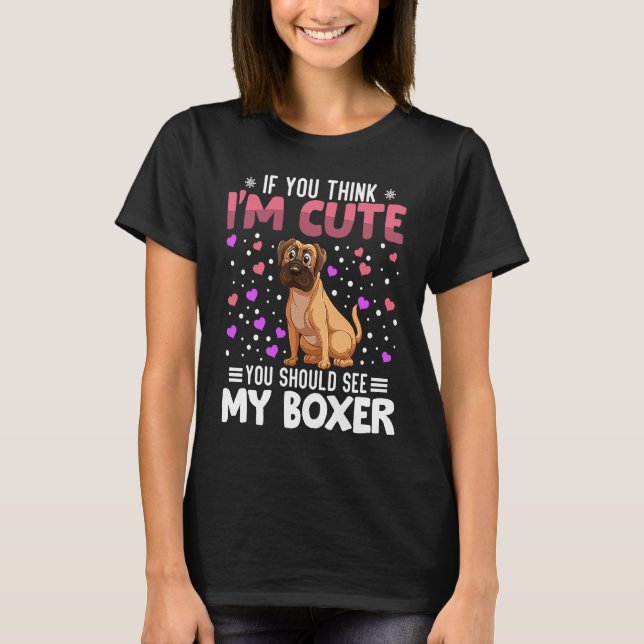 Camiseta Boxer Heart Valentine's Day Animal For Womens Kids (Anverso)