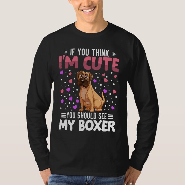 Camiseta Boxer Heart Valentine's Day Animal For Womens Kids (Anverso)