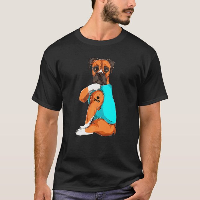 Camiseta Boxer I Love Dad Tattoo Appartho Dog Dad Dads (Anverso)