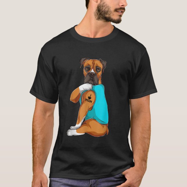 Camiseta Boxer I Love Mom Tattoo Appart Dog Mom Gifts Wome (Anverso)