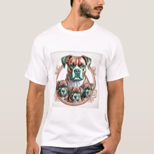 Camiseta Boxer Madre Y Sus 3 Cachorros