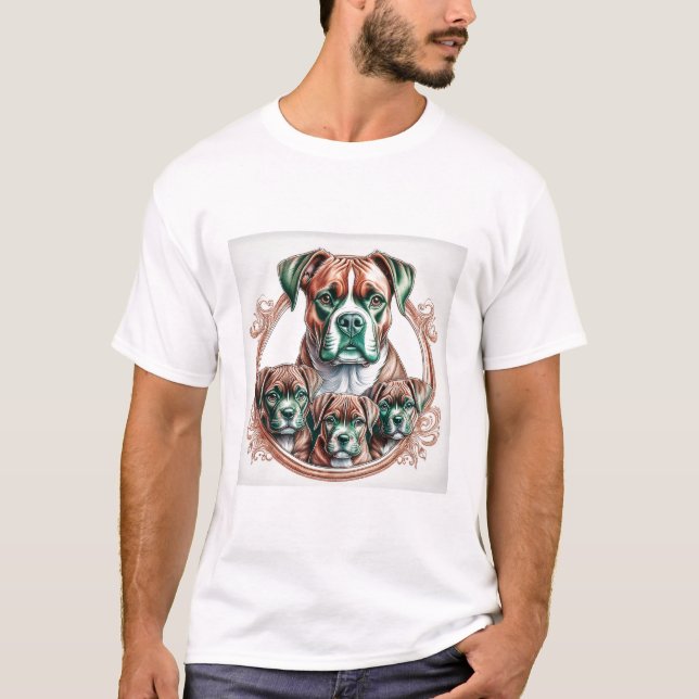Camiseta Boxer Madre Y Sus 3 Cachorros (Anverso)
