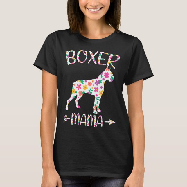 Camiseta Boxer Mama Floral Dog Mom Mothers Day (Anverso)
