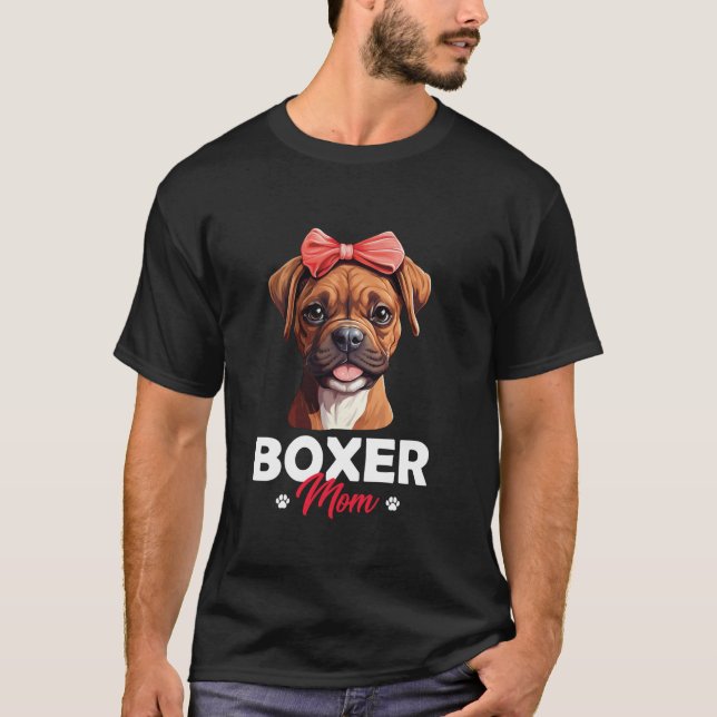 Camiseta Boxer Mom Boxer Dog Día de la Madre Mano en T Shi (Anverso)