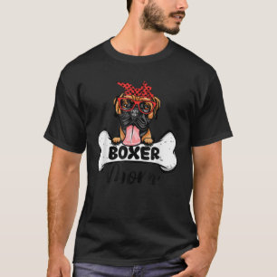 Camiseta Boxer Mom Dog Día de la Madre Hueso Mamá