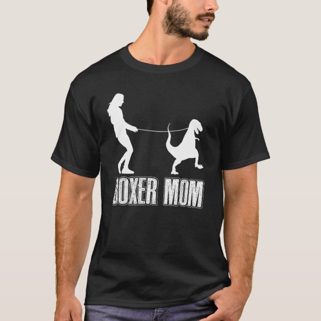 Camiseta Boxer Mom Dog Dinosaur Día de la Madre (Anverso)