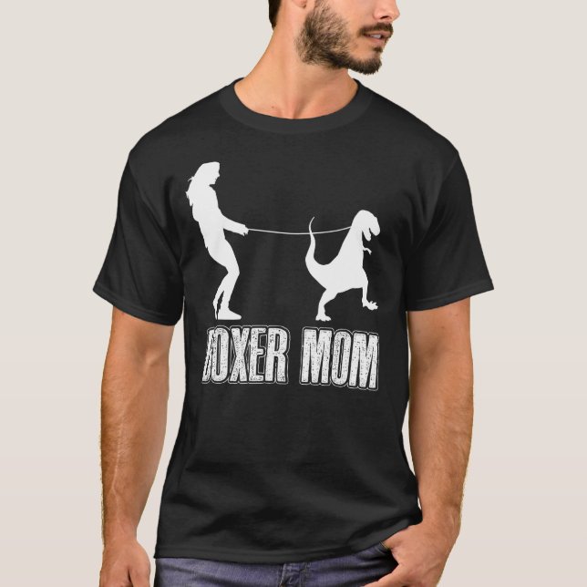 Camiseta Boxer Mom Dog Dinosaur Día de la Madre (Anverso)