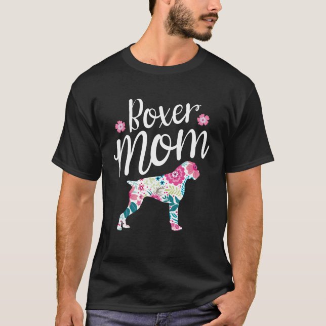 Camiseta Boxer Mom Mothers Day Dog  Fur Mama Cute Flower Fl (Anverso)