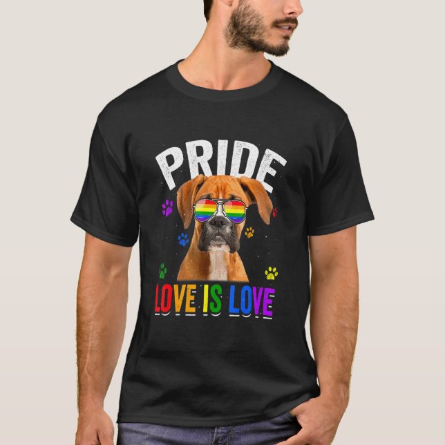 Camiseta Boxer Orgullo Gay Lgbt Bandera Arcoiris Perro (Anverso)