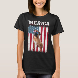 Camiseta Boxer Perro Bandera Americana Perro 4 De Julio