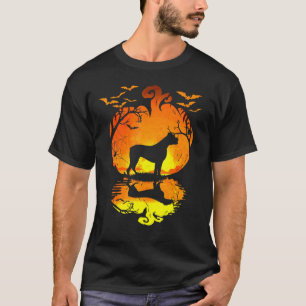 Camiseta Boxer Perro Silhouette Calabaza Halloween Costume 