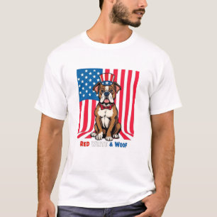 Camiseta Boxer rojo blanco y marrón estadounidense
