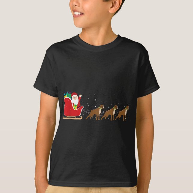Camiseta Boxer Santa Navidades Sleigh - Divertido perro de  (Anverso)