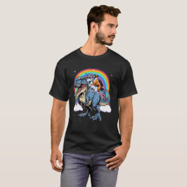 Camiseta Boxer Unicornio montando en dinosaurio T rex