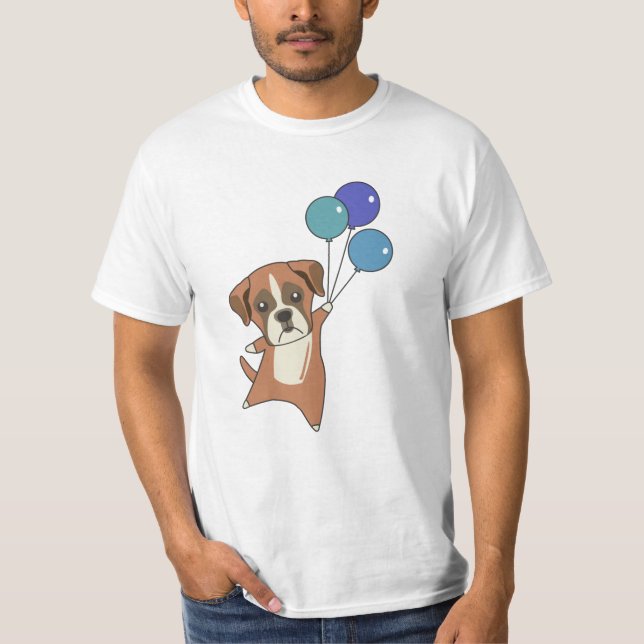 Camiseta Boxer vuela globos y perros de animales dulces (Anverso)