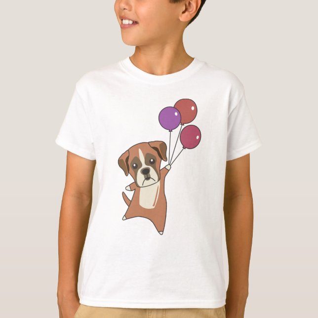 Camiseta Boxer vuela globos y perros de animales dulces (Anverso)