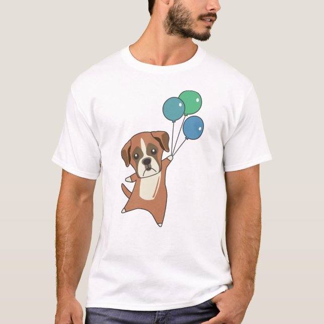 Camiseta Boxer vuela globos y perros de animales dulces (Anverso)