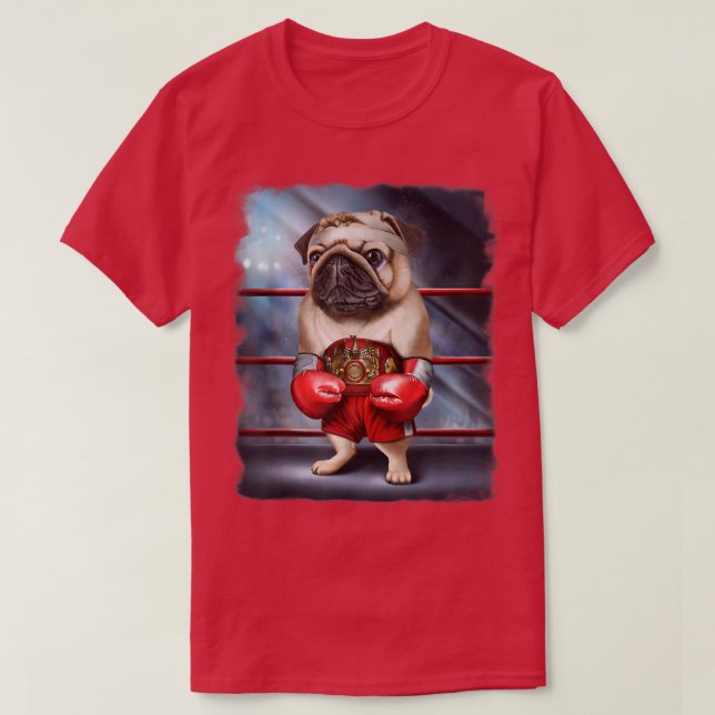 Camiseta Boxing Champion Pug Dog Fighter  (Diseño del anverso)
