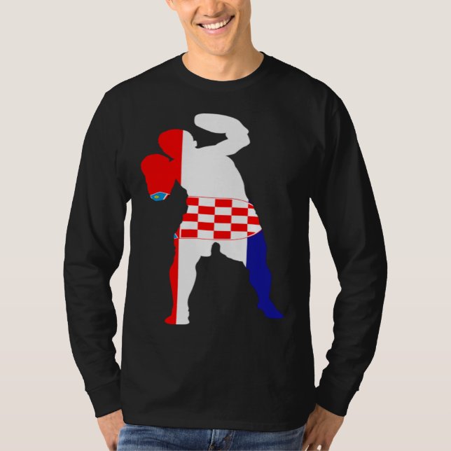 Camiseta Boxing Croatia Flag Men Boys Box Male Competitive  (Anverso)