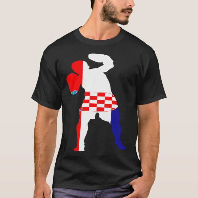Camiseta Boxing Croatia Flag Men Boys Box Male Competitive  (Anverso)