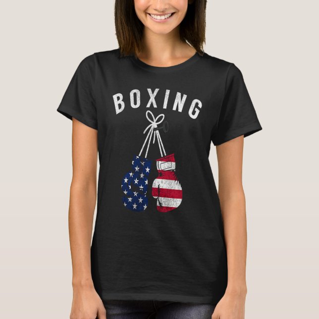 Camiseta Boxing  For Him Dad Men Box Gloves American Flag U (Anverso)