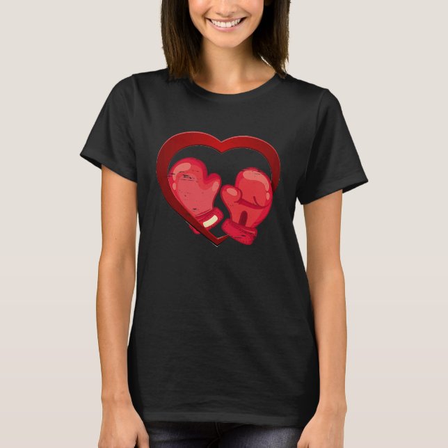Camiseta Boxing Heart Valentine's Day Mens Womens Teen Boys (Anverso)