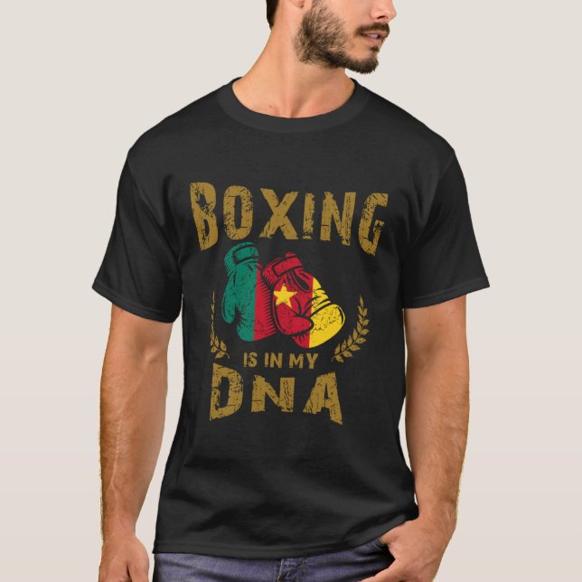 Camiseta Boxing is in my D N A Cameroon Flag Boxing Gloves (Anverso)