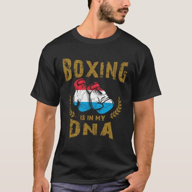 Camiseta Boxing is in my D N A Luxembourg Flag Boxing Glove (Anverso)