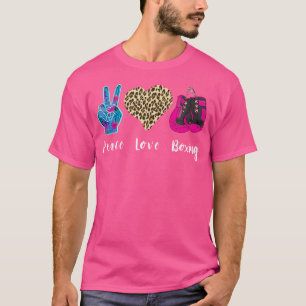Camiseta Boxing Love Peace Leopard Boxing Guantes Kickboxin